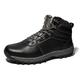 SKINII Men's Boots， Winter Warm Men's Boots Leather Plush Snow Boots Men's Handmade Waterproof High-top Men's Work Shoes (Color : Black, Size : 7)