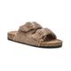 Nicole Miller Womens Betsy Slip-on Adjustable Sandal with Faux Fur, Taupe, 4 UK