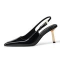 iiimmu Slingback Heels for Women Closed Toe 3.5 IN Kitten Heels Women Pumps Square Toe Heeled Sandals for Women Stiletto Dress Shoes, Patent Leather Pumps, Patent Leather - Black, 8 UK