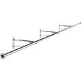 Shopfitting Warehouse Wardrobe/Alcove Chrome Tube Wall Hanging Clothes Rail - 2.4 m wide, 3 x Heavy Duty Wall Support Arms and 2 x Wall Sockets