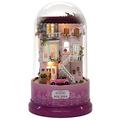 Telituny DIY Dollhouse DIY Dollhouse Miniature with Rotate Music Box Dust Cover LED Light(style2)