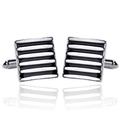 Classic Stripe Cufflink Silver Plated Enamel Men's French Cufflink Party Gift Man Wedding Suit Cuff Men Jewelry (B As the picture shows)