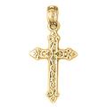 Jewels Obsession 14K Yellow Gold Fleur de Lis Cross Pendant