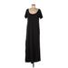 Garnet Hill Casual Dress Scoop Neck Short sleeves: Black Solid Dresses - Women's Size 10