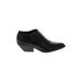 Ankle Boots: Slip-on Chunky Heel Casual Black Solid Shoes - Women's Size 8 1/2 - Almond Toe