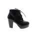 Bamboo Ankle Boots: Black Solid Shoes - Women's Size 8 - Round Toe