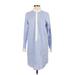 MICHAEL Michael Kors Casual Dress - Shirtdress Mock 3/4 sleeves: Blue Stripes Dresses - Women's Size 4