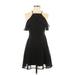 Charlotte Russe Casual Dress - Party Cold Shoulder Sleeveless: Black Solid Dresses - Women's Size Small