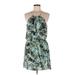 Parker Casual Dress - Mini Halter Sleeveless: Green Print Dresses - Women's Size Medium