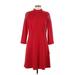 Sharagano Casual Dress - A-Line High Neck 3/4 sleeves: Red Dresses - Women's Size 12