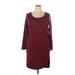 Hot Kiss Casual Dress - Mini Scoop Neck 3/4 sleeves: Burgundy Print Dresses - New - Women's Size 3X