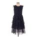 J.Crew Casual Dress - A-Line Crew Neck Sleeveless: Blue Dresses - Women's Size 4 Petite