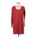 Lilla P Casual Dress - Shift Scoop Neck Long sleeves: Burgundy Solid Dresses - Women's Size Medium