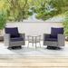 Ebern Designs 3-Set Outdoor PE Wicker Furniture Swivel Rocking Couch Set w/ Coffee Table Metal in Gray/Blue | Wayfair