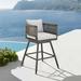 George Oliver Kussell Metal Outdoor Stool w/ Cushion Metal in Black/Brown/White | 39 H x 24.5 W x 24.5 D in | Wayfair
