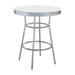 A&J Homes Studio Round Bar Table in Silver & Glossy White Wood/Metal in Brown/Gray/White | 42.25 H x 30.4 W x 30.4 D in | Wayfair C-23WF00