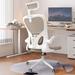 Inbox Zero Cadell Ergonomic Task Chair w/ Headrest Upholstered/Mesh, Leather in Gray/White | 53.54 H x 23.6 W x 20 D in | Wayfair