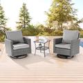 Ebern Designs Dossena 3 Piece Rattan Seating Group w/ Cushions Metal in Gray | Outdoor Furniture | Wayfair 545EC12E93654CCABD4FFE7E59DFCC47