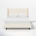 Joss & Main Hanson Upholstered Wingback Platform Bed Upholstered, Linen in Gray/White | 47 H x 46 W x 80 D in | Wayfair