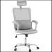 Inbox Zero Marshanti Mesh Office Chair w/ Headrest Upholstered/Mesh/Metal in Gray | 43.5 H x 24 W x 27 D in | Wayfair