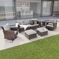 Latitude Run® Sinkler 6 Piece Rattan Sofa Seating Group w/ Cushions Wood/Metal in Gray/Brown | 29.1 H x 72.1 W x 29.1 D in | Outdoor Furniture | Wayfair