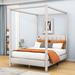 Latitude Run® Aamori Canopy Platform Bed w/ USB & Headboard Metal in Brown | 81 H x 61 W x 85 D in | Wayfair 6F51ADEA116045F0A2A5326965F2C7E4