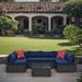 Latitude Run® 6 - Person Outdoor Seating Group w/ Cushions, Wicker in Blue | Wayfair 9A742B004B594C1C84EDEA07F69738CF