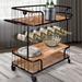 Williston Forge Metal Frame Bar Cart w/ Wooden Top & 2 Shelves Wood/Iron in Black/Brown/Gray | 37 H x 43 W x 18 D in | Wayfair