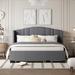 Latitude Run® Platform Bed w/ Wingback Headboard, Twin Trundle & 2 Drawers Upholstered/Linen in Gray | 43 H x 65 W x 86 D in | Wayfair