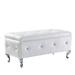 House of Hampton® Laverton Faux Leather Storage Bench Faux Leather/Upholstered/Leather/Metal in Gray/White/Brown | 18 H x 38 W x 18 D in | Wayfair