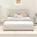 Latitude Run® Queen Platform Bed w/ Height-adjustable Headboard Wood & Upholstered/ in Brown | 45 H x 63 W x 83 D in | Wayfair
