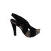 X-Appeal Heels: Slingback Chunky Heel Cocktail Black Print Shoes - Women's Size 6 1/2 - Open Toe