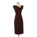 Black Halo Casual Dress - Party Cowl Neck Sleeveless: Brown Solid Dresses - Women's Size Small