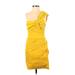 A.L.C. Cocktail Dress - Bodycon Open Neckline Short sleeves: Yellow Print Dresses - New - Women's Size 0