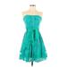 Alberta Ferretti only Macy's Cocktail Dress - A-Line Open Neckline Sleeveless: Teal Solid Dresses - Women's Size 2