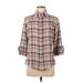 Fine Garments Carefully Selected by Bell Long Sleeve Button Down Shirt: Brown Print Tops - Women's Size 8