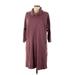 J.Jill Casual Dress - Shift High Neck 3/4 sleeves: Burgundy Print Dresses - New - Women's Size Large