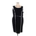 Sandra Darren Casual Dress - Sheath Scoop Neck Long sleeves: Black Solid Dresses - Women's Size 24
