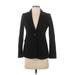 Ann Taylor LOFT Blazer Jacket: Below Hip Black Print Jackets & Outerwear - Women's Size 00 Petite