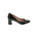 Jones New York Heels: Slip-on Chunky Heel Work Black Print Shoes - Women's Size 8 1/2 - Almond Toe