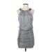 Laundry by Shelli Segal Cocktail Dress - Mini High Neck Sleeveless: Silver Dresses - Women's Size 2 Petite