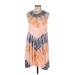 Mud Pie Casual Dress - Mini High Neck Sleeveless: Orange Print Dresses - Women's Size Medium