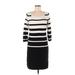 Ann Taylor Casual Dress - Sweater Dress: Black Stripes Dresses - Women's Size Medium