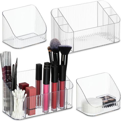 Kosmetik Organizer, 2er Set, Kunststoff, Beauty Organizer für Make Up, Pinsel & Co., Badbehälter,