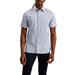 Pearsho Slim Fit Print Short Sleeve Stretch Cotton Button-up Shirt