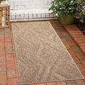 CARPETIA Outdoor Teppich Läufer modern robust wetterfest Balkon Garten Terrasse Indoor Jute-Look Zick-Zack-Muster 60x180cm