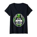 Damen Lustiger Sibirischer Husky Hund St. Patricks Day Irish Pet Lover T-Shirt mit V-Ausschnitt