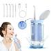 WeHoming Water Flosser for Teeth with Mirror 200ML Dental Oral Irrigator with Cold Light Whitening Effect 3 Modes 4 Replace Nozzles Rechargeable Compact Easy Take for Office Travel Home