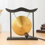 Mini Desktop Gong Table Wind Chime Percussion Instrument Cymbals Gongs with Mallet for Home Decor Housewarm Gift-A