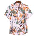 Men's Shirt Button Up Shirt Casual Shirt Summer Shirt Beach Shirt Light Green Pink Blue Purple Light Blue Short Sleeve Flower / Plants Shirt Collar Outdoor Going out Print Clothing Apparel Streetwear